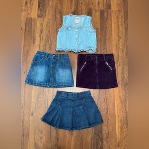 Denim and Purple Skirt Trio And Vest